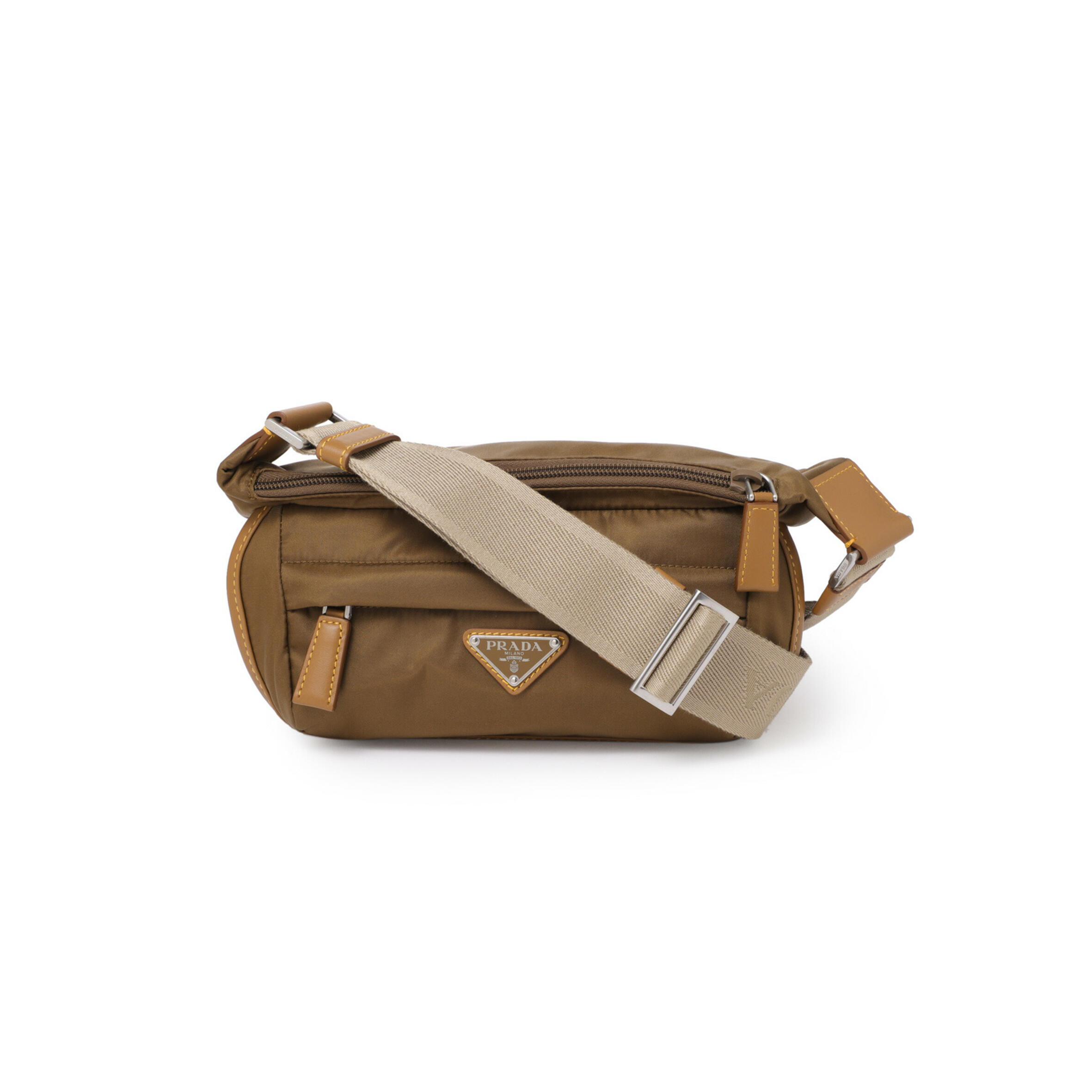 Pra*a re-nylon×leather shoulder bag 2vh171 (20*12.5*10cm)